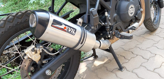 Devil Evolution Slip-On Exhaust with Link Pipe for Royal Enfield Himalayan (D2.1 420mm | Touring Performance Exhaust) - View