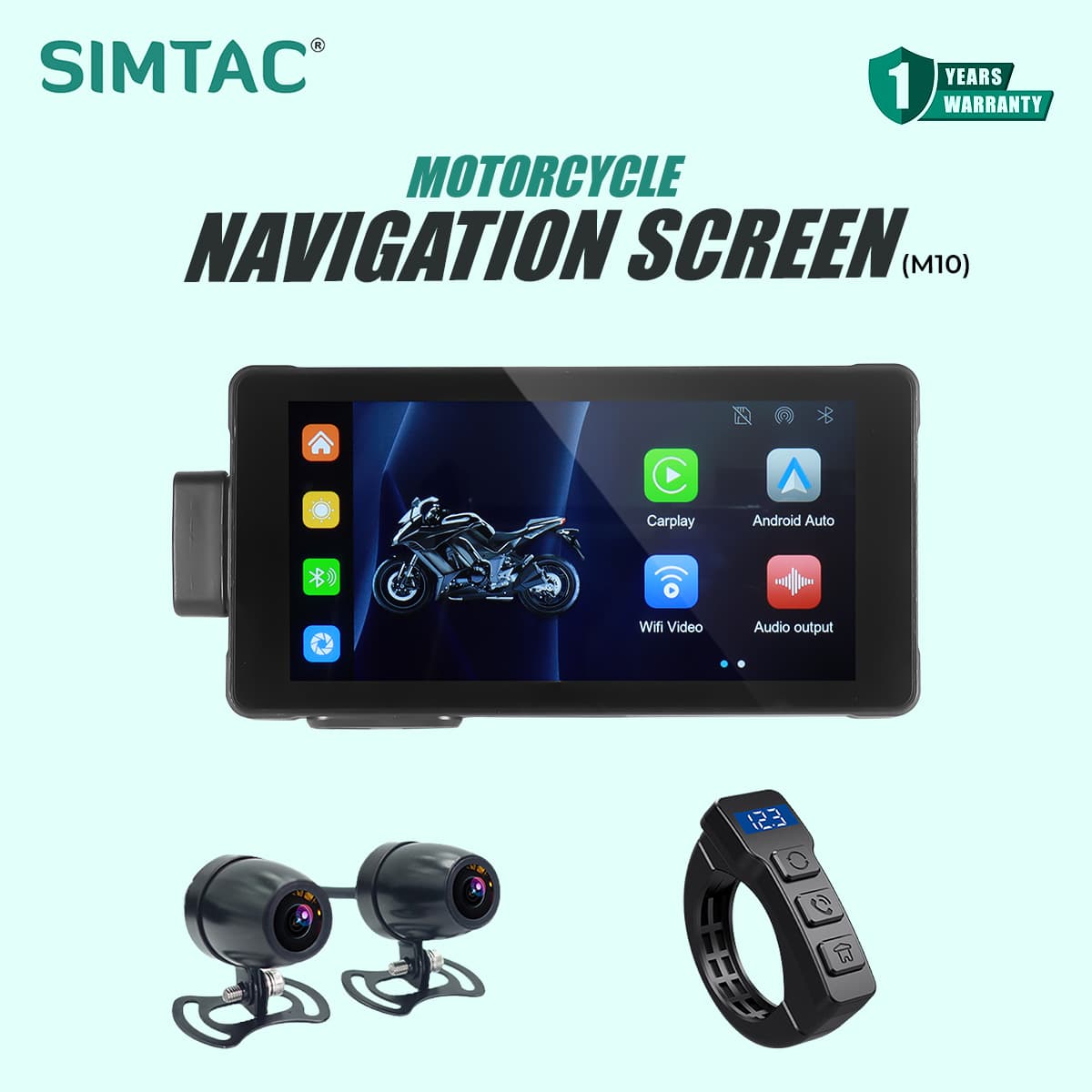 SIMTAC MOTORCYCLE GPS CARPLAY & ANDROID AUTO SYSTEM – M10D