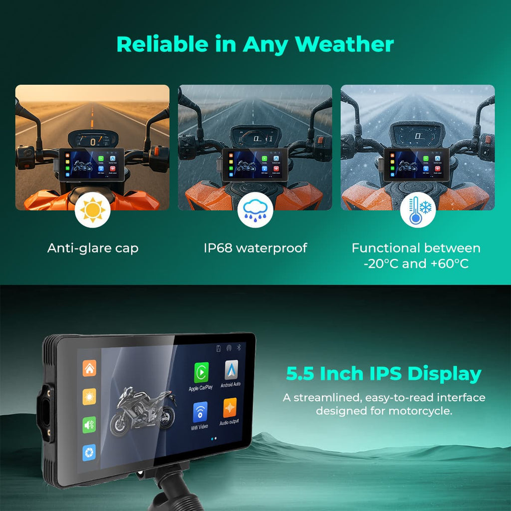 SIMTAC MOTORCYCLE GPS CARPLAY & ANDROID AUTO SYSTEM – M10D - View 3