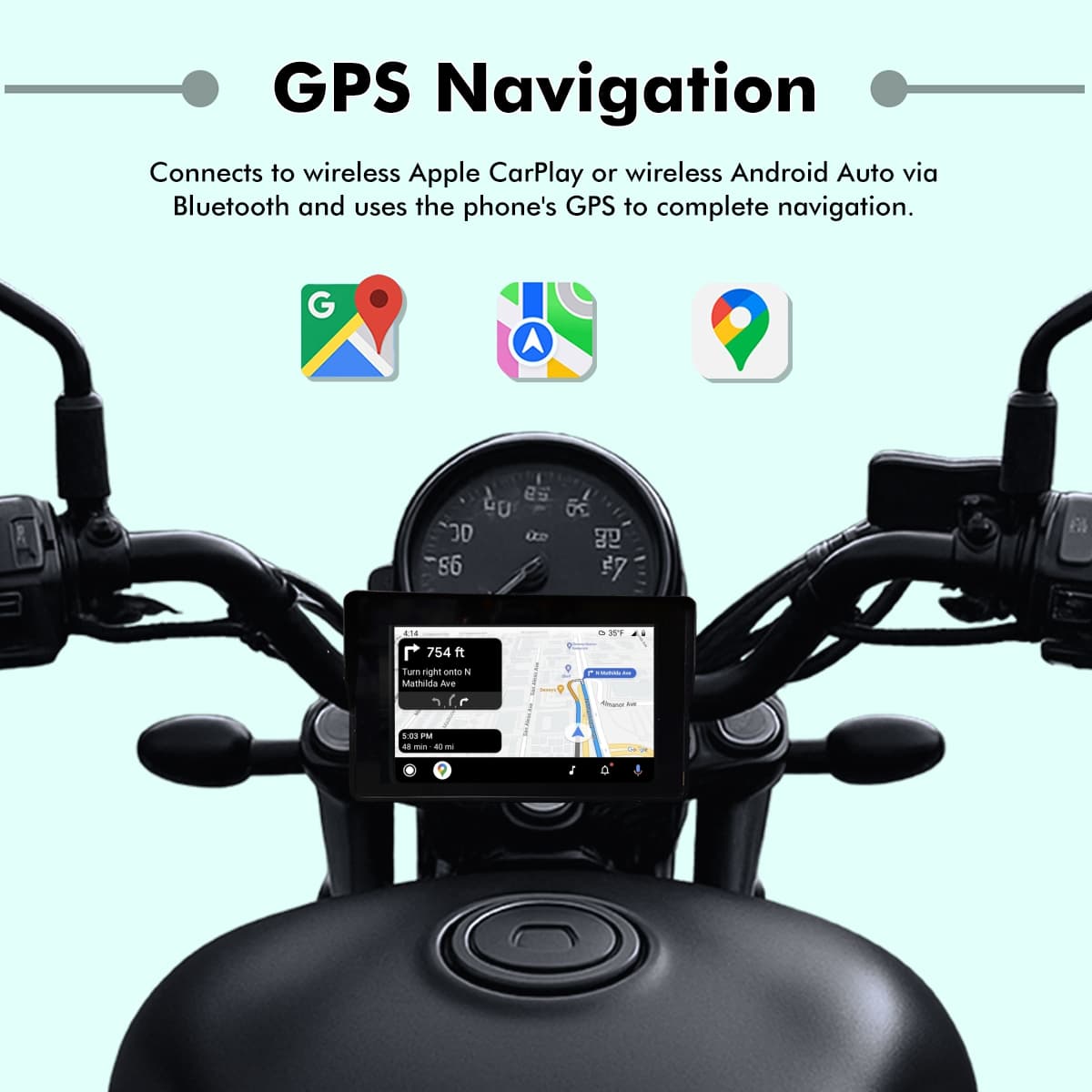 SIMTAC MOTORCYCLE GPS CARPLAY & ANDROID AUTO SYSTEM – M2 - View 2