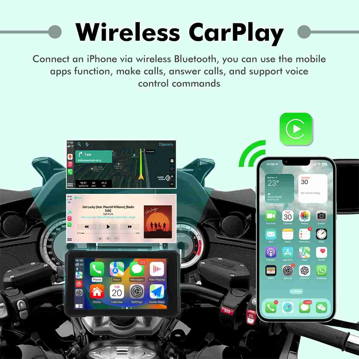 Simtac Quick Detachable Motorcycle GPS CarPlay & Android Auto system – M3 - View 4