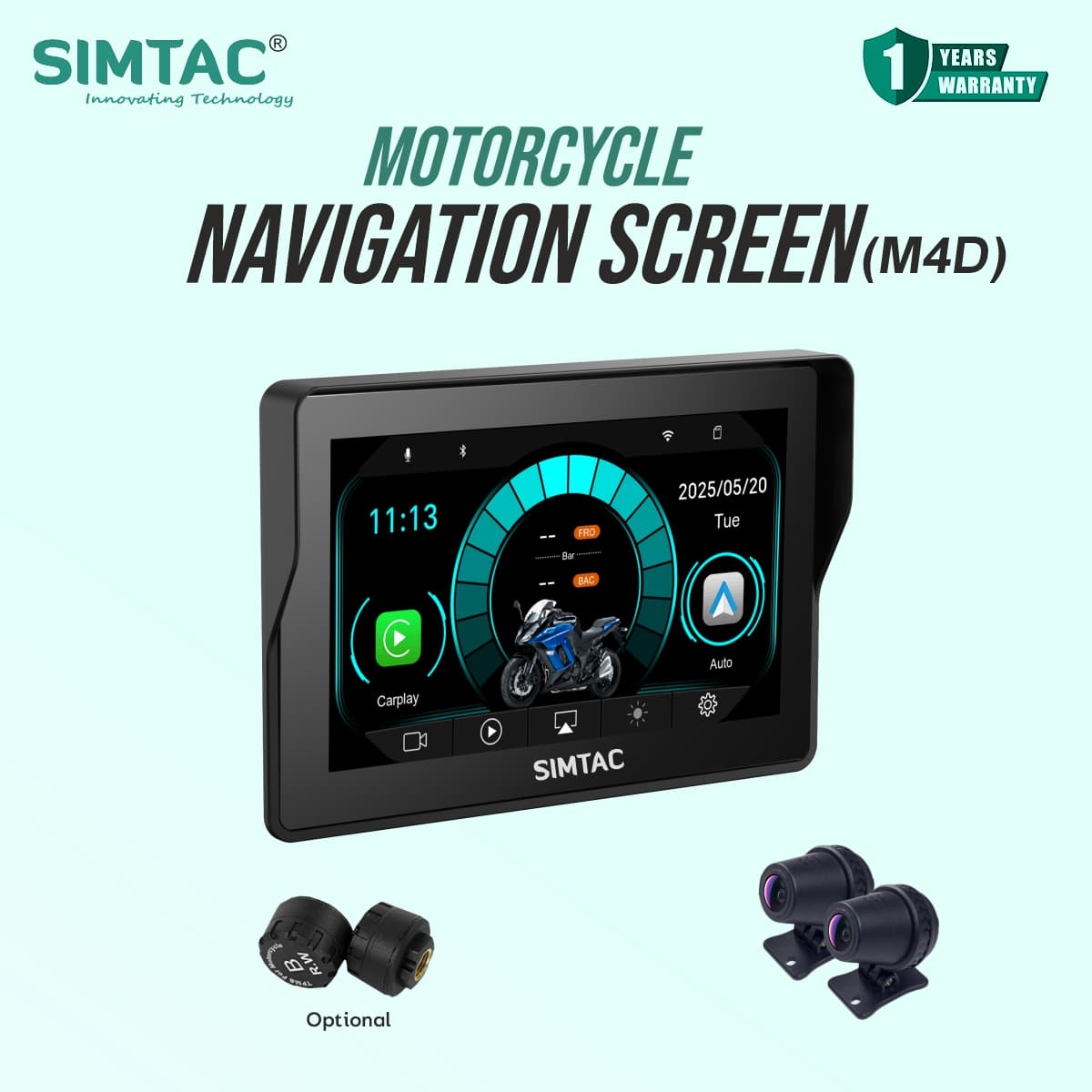 SIMTAC MOTORCYCLE GPS CARPLAY & ANDROID AUTO SYSTEM – M4D