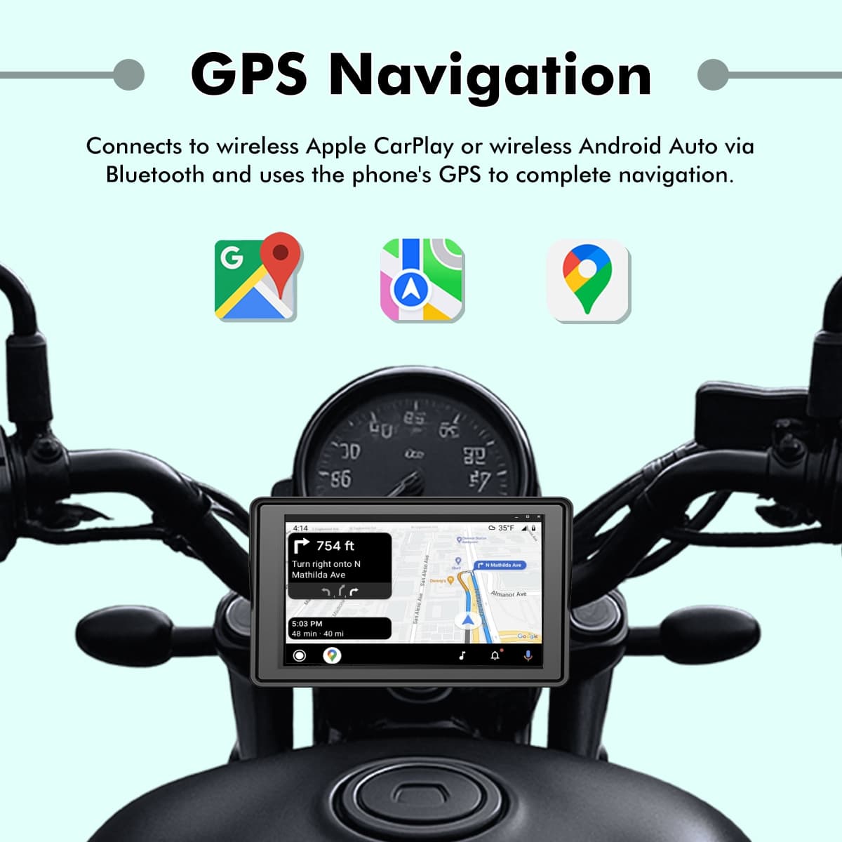 SIMTAC MOTORCYCLE GPS CARPLAY & ANDROID AUTO SYSTEM – M4D - View 2
