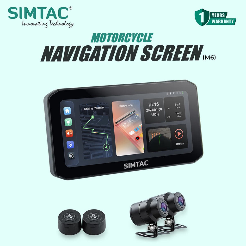 SIMTAC MOTORCYCLE GPS CARPLAY & ANDROID AUTO SYSTEM – M6DT