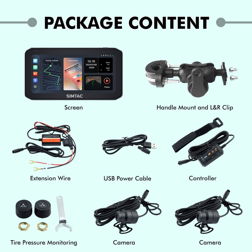 SIMTAC MOTORCYCLE GPS CARPLAY & ANDROID AUTO SYSTEM – M6DT - View 9