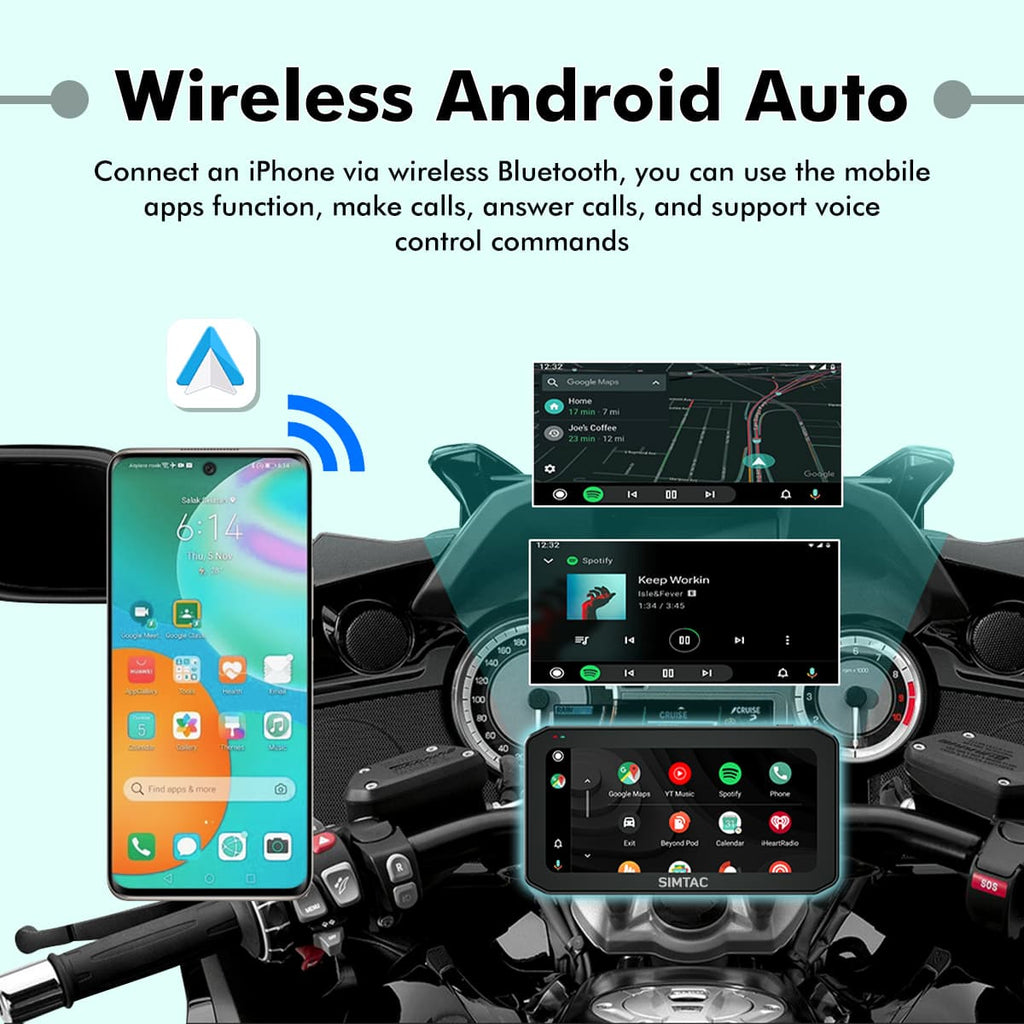 SIMTAC MOTORCYCLE GPS CARPLAY & ANDROID AUTO SYSTEM – M6DT - View 2