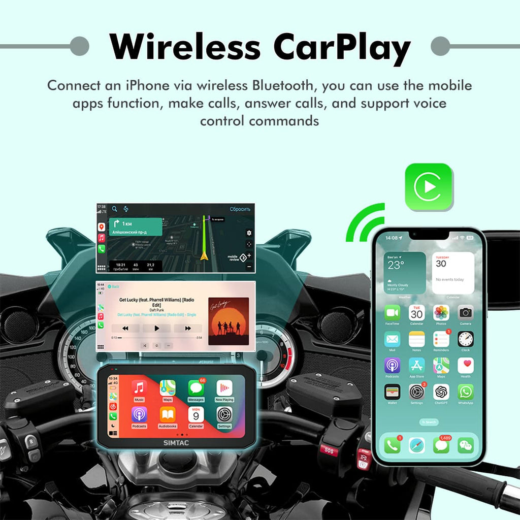 SIMTAC MOTORCYCLE GPS CARPLAY & ANDROID AUTO SYSTEM – M6DT - View 3