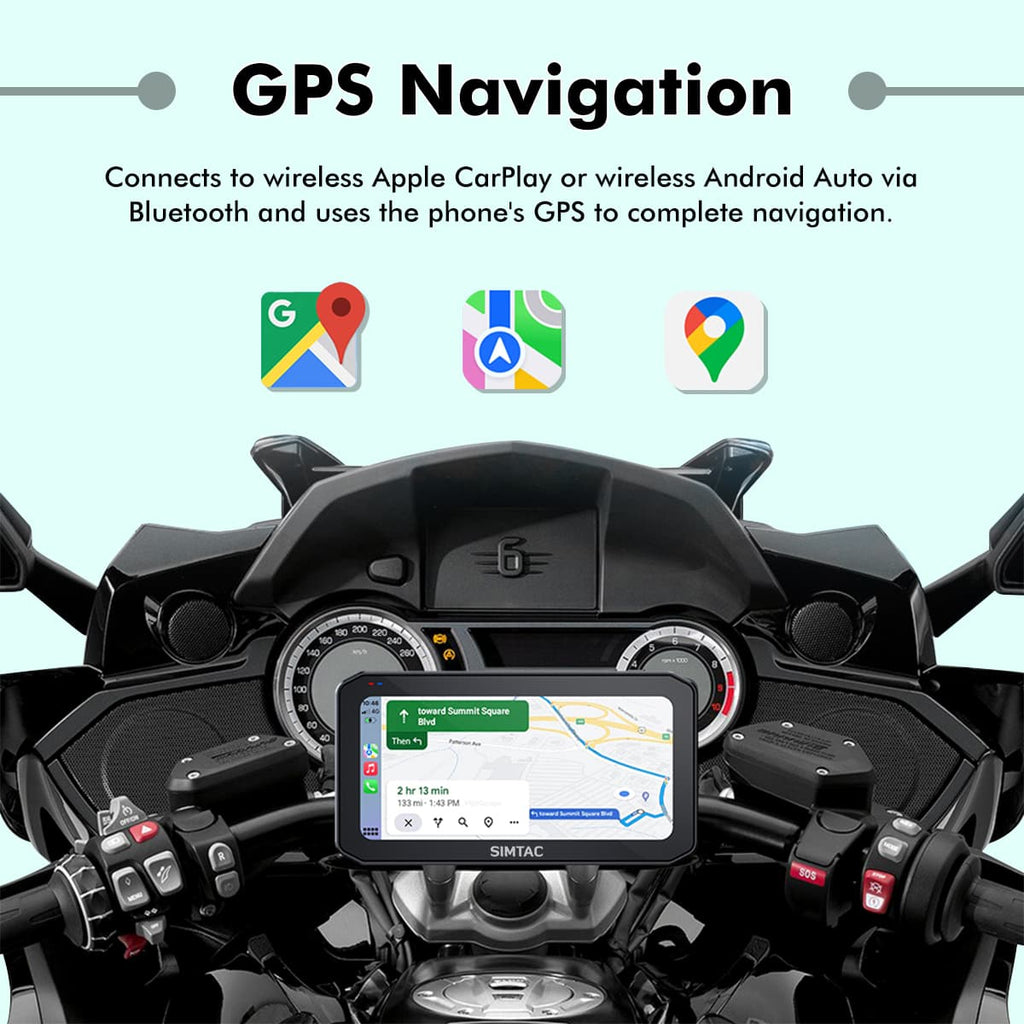 SIMTAC MOTORCYCLE GPS CARPLAY & ANDROID AUTO SYSTEM – M6DT - View 4