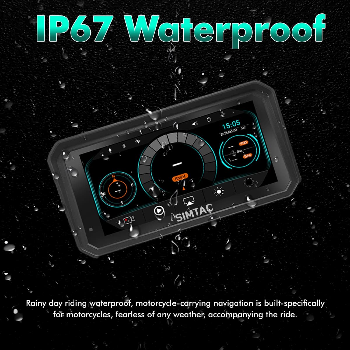 SIMTAC QUICK DETACHABLE MOTORCYCLE GPS WITH CARPLAY & ANDROID AUTO – M8DT - View 10