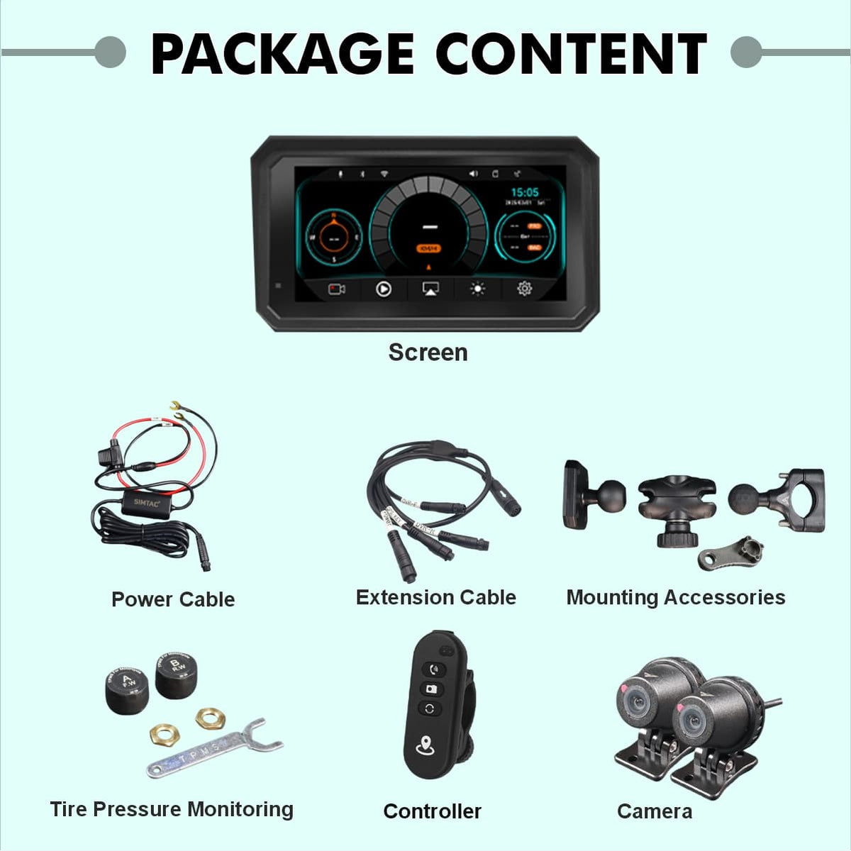 SIMTAC QUICK DETACHABLE MOTORCYCLE GPS WITH CARPLAY & ANDROID AUTO – M8DT - View 11