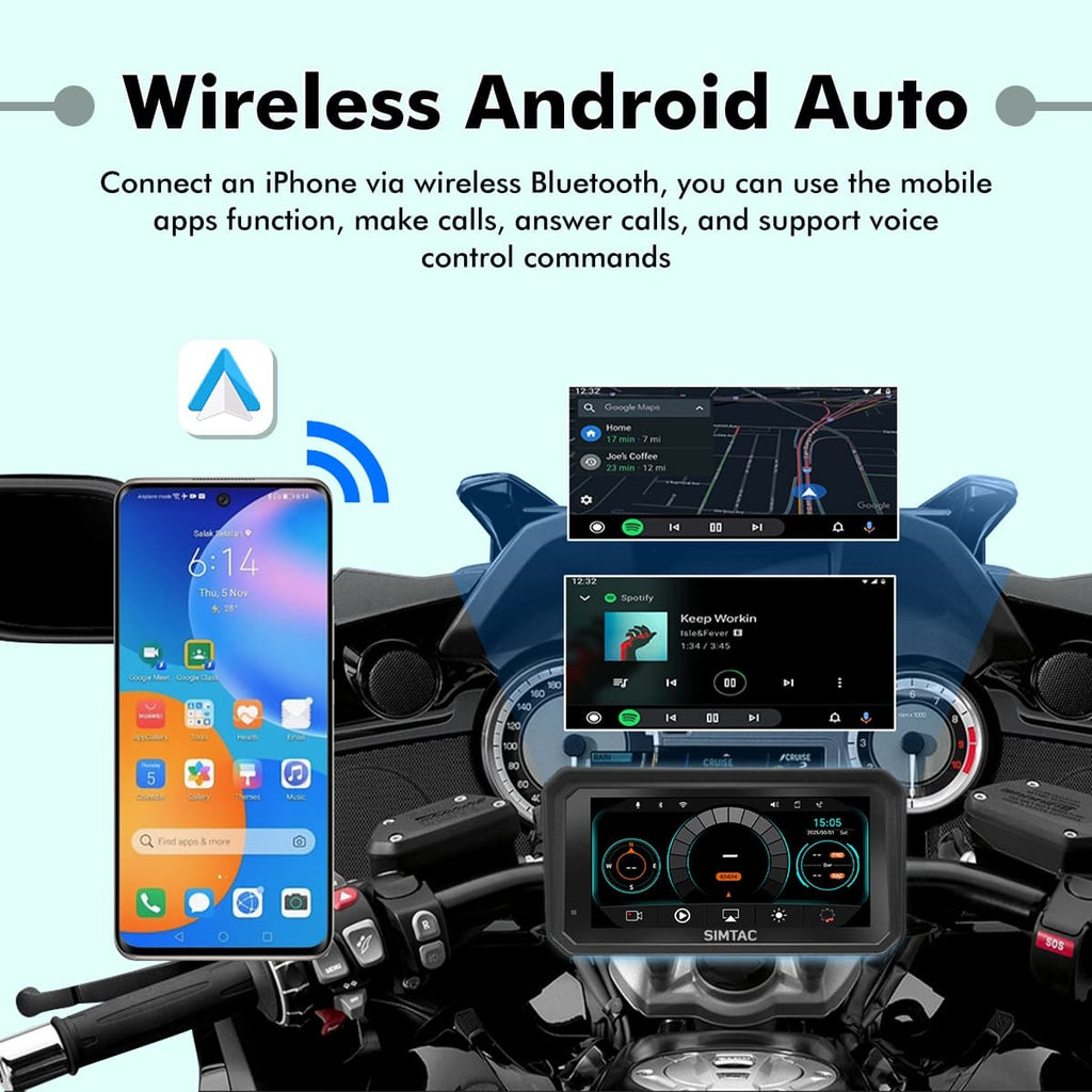 SIMTAC QUICK DETACHABLE MOTORCYCLE GPS WITH CARPLAY & ANDROID AUTO – M8DT - View 2