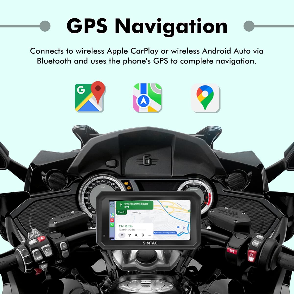 SIMTAC QUICK DETACHABLE MOTORCYCLE GPS WITH CARPLAY & ANDROID AUTO – M8DT - View 4