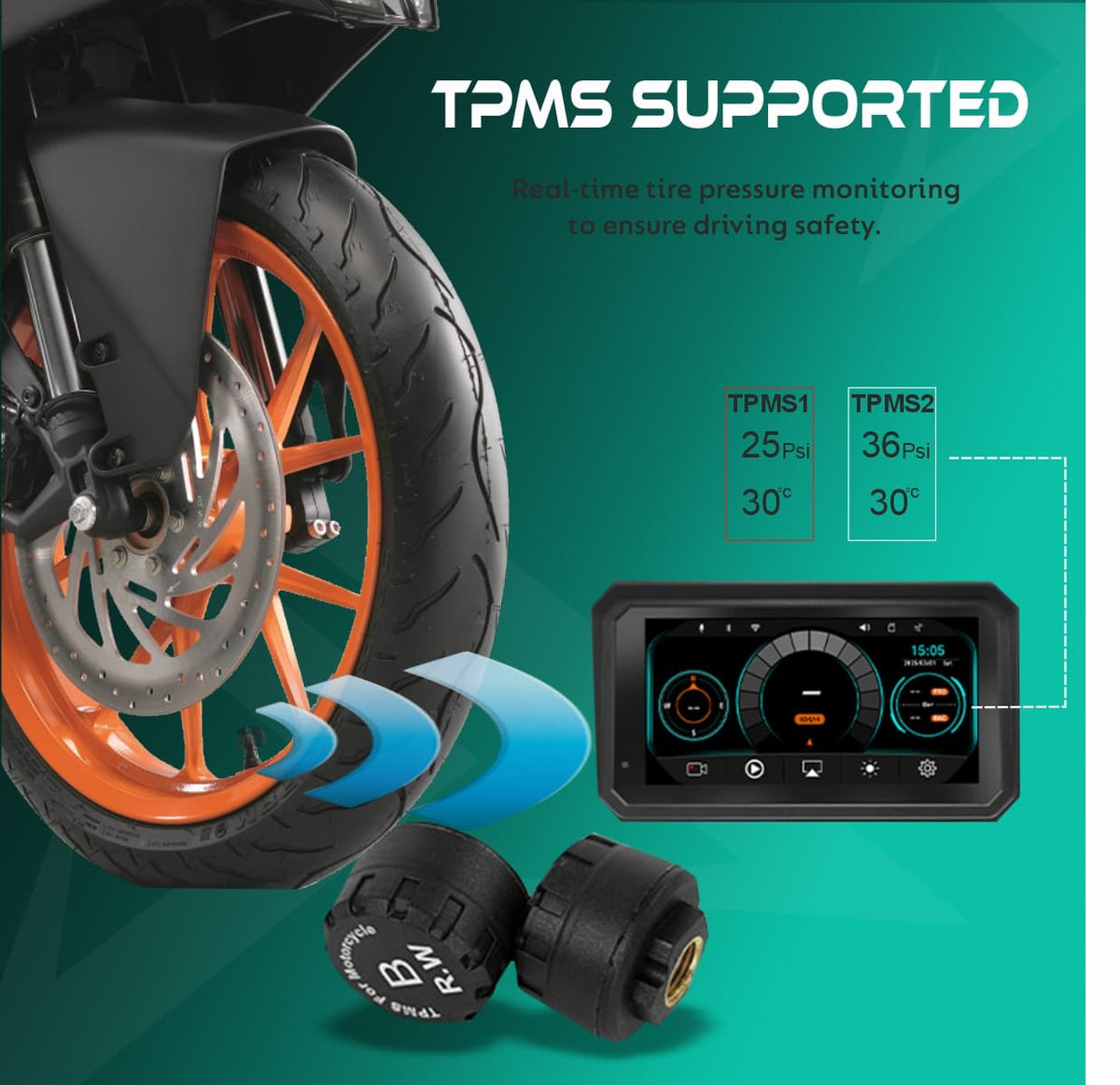 SIMTAC QUICK DETACHABLE MOTORCYCLE GPS WITH CARPLAY & ANDROID AUTO – M8DT - View 7