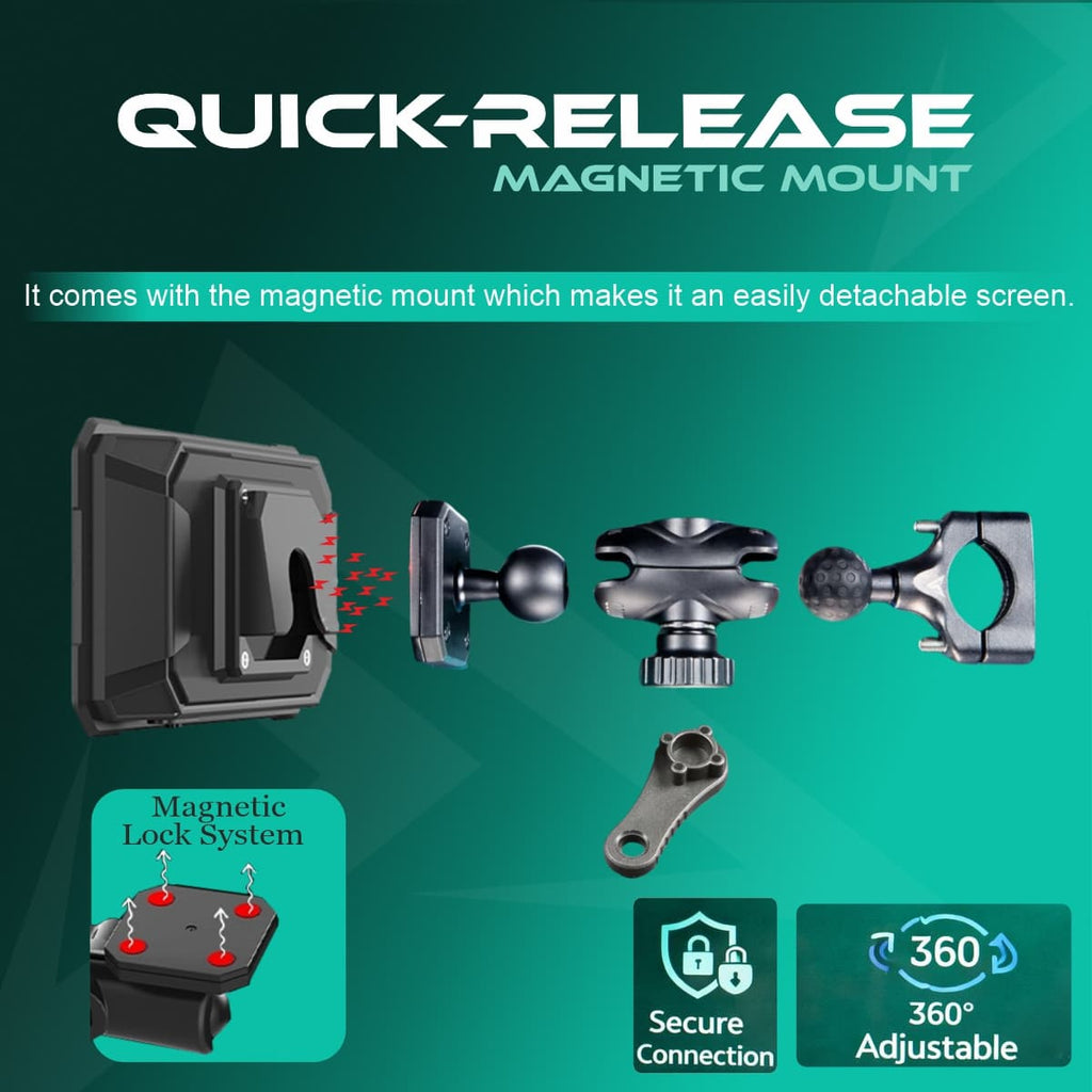 SIMTAC QUICK DETACHABLE MOTORCYCLE GPS WITH CARPLAY & ANDROID AUTO – M8DT - View 8
