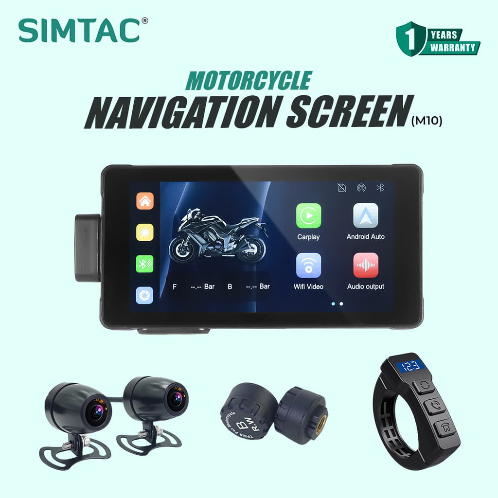 SIMTAC MOTORCYCLE GPS CARPLAY & ANDROID AUTO SYSTEM – M10DT