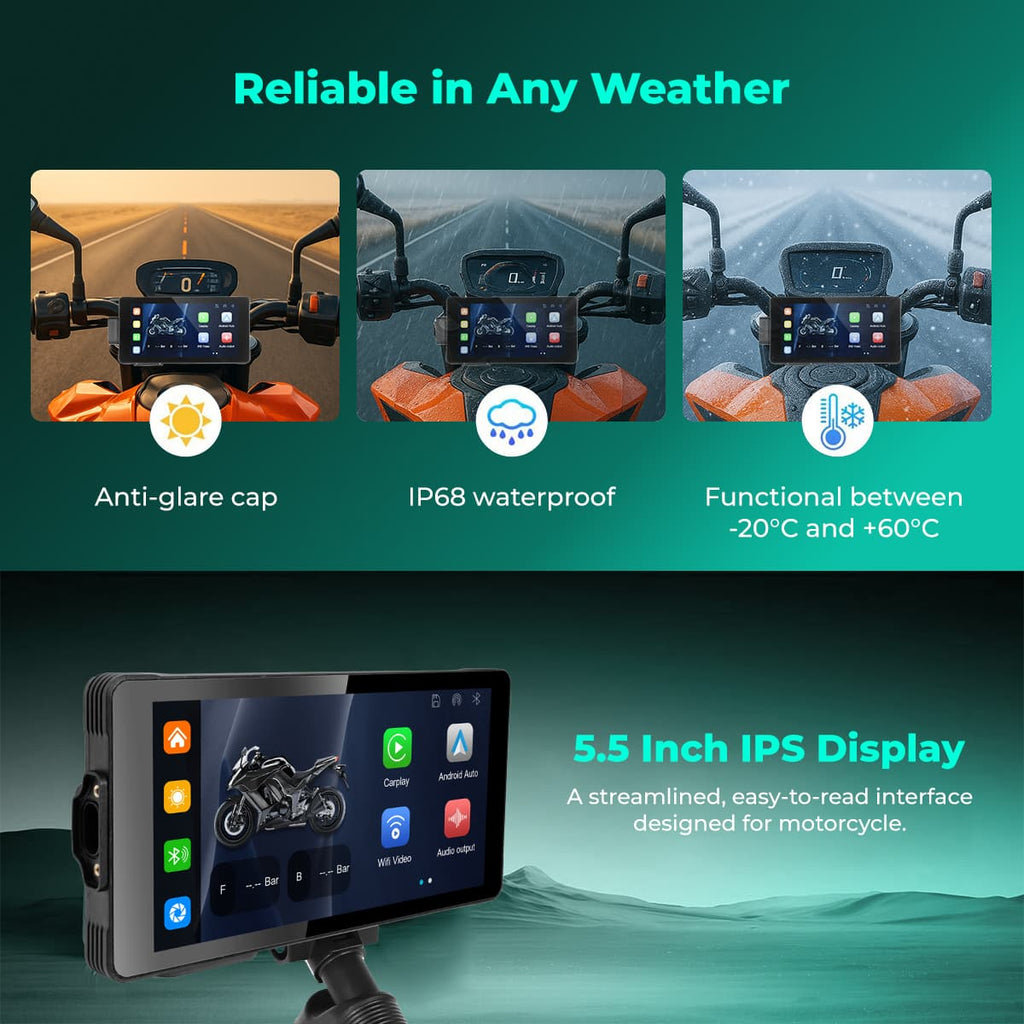 SIMTAC MOTORCYCLE GPS CARPLAY & ANDROID AUTO SYSTEM – M10DT - View 3