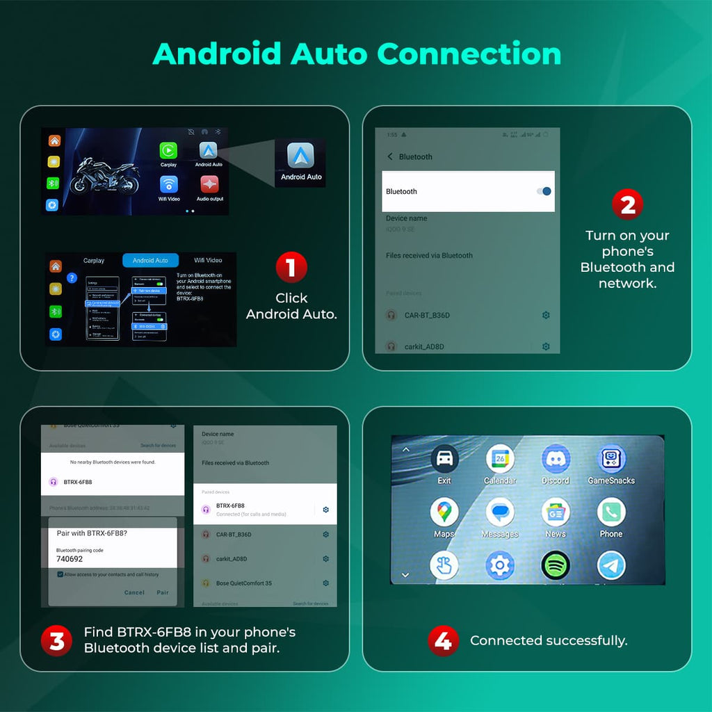 SIMTAC MOTORCYCLE GPS CARPLAY & ANDROID AUTO SYSTEM – M10DT - View 5