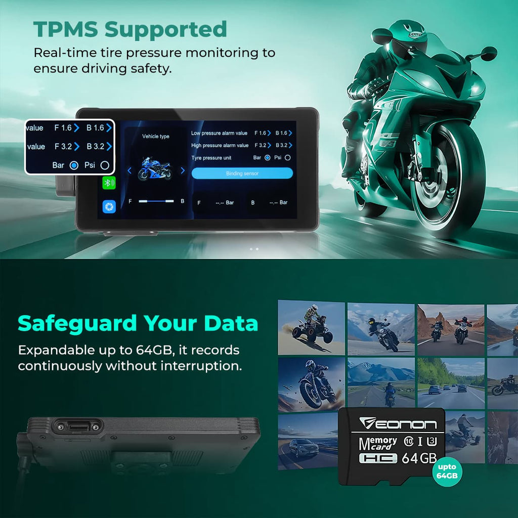 SIMTAC MOTORCYCLE GPS CARPLAY & ANDROID AUTO SYSTEM – M10DT - View 7