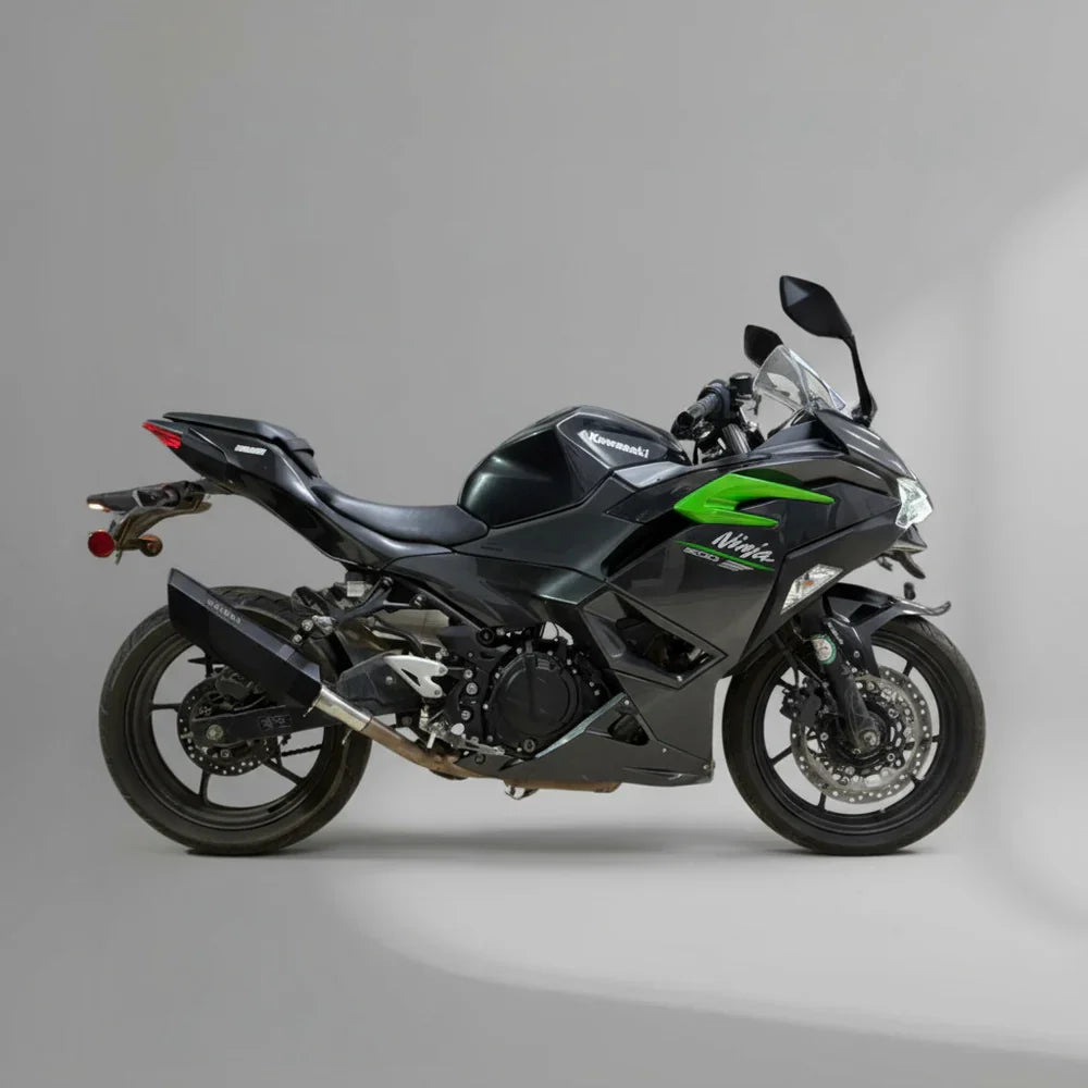 Barrel Rogue V2 Slip-On Exhaust with Link Pipe for Kawasaki Ninja 500 | 304 Stainless Steel Performance Exhaust (Black