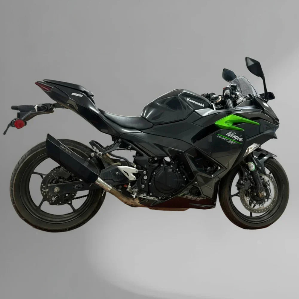Barrel Rogue V2 Slip-On Exhaust with Link Pipe for Kawasaki Ninja 500 | 304 Stainless Steel Performance Exhaust (Black