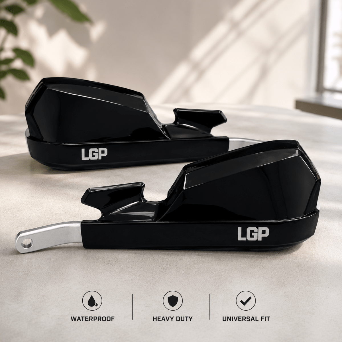 LGP Onyx Universal Motorcycle Hand Protector With Aluminium Mounts – Black