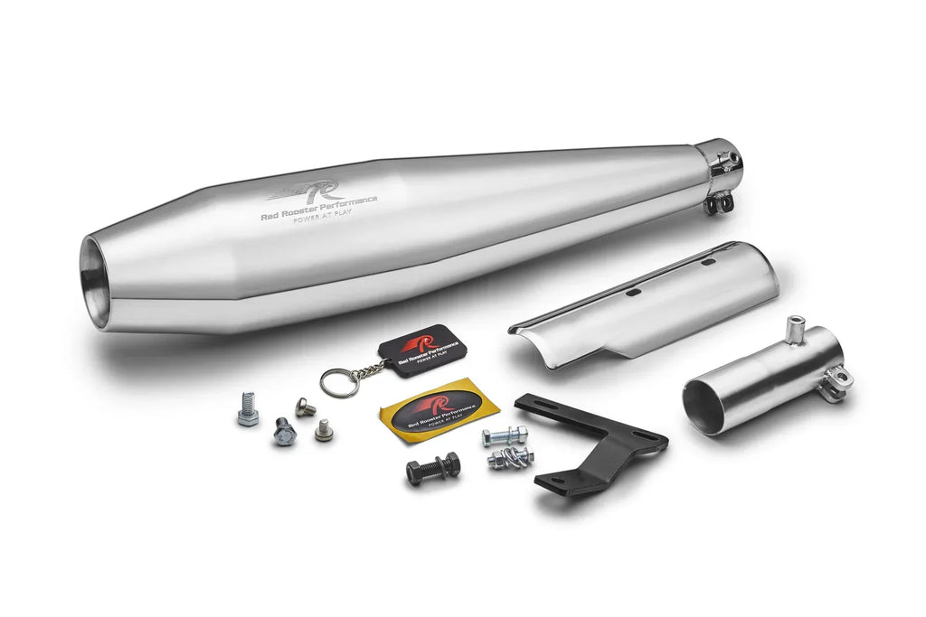 Red Rooster Pegasus Exhaust for Honda H’ness CB350 (Polish / Black) - View 3