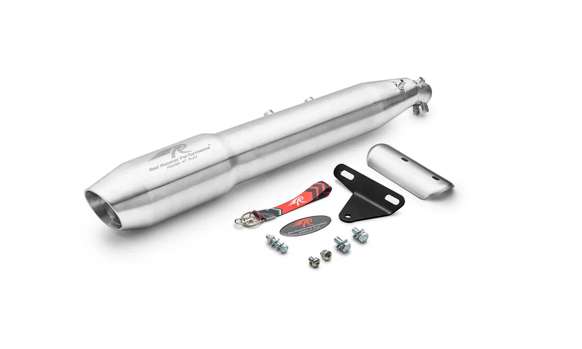 Red Rooster Pegasus Max Exhaust for Honda CB350 / Honda CB350C (Polish / Black / Matte) - View 3