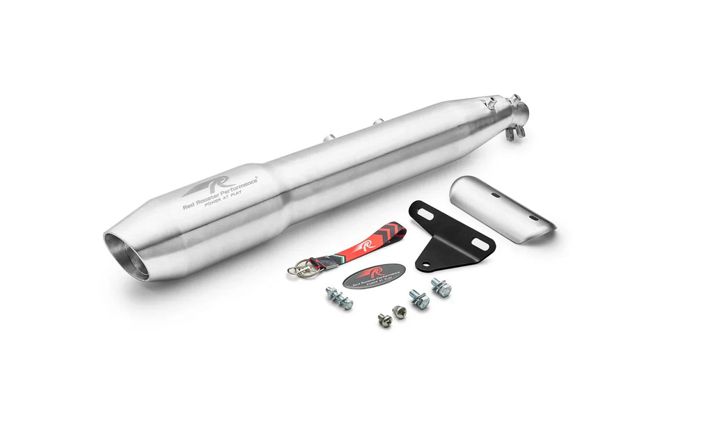 Red Rooster Pegasus Max Exhaust for Honda CB350 / Honda CB350C (Polish / Black / Matte) - View 3