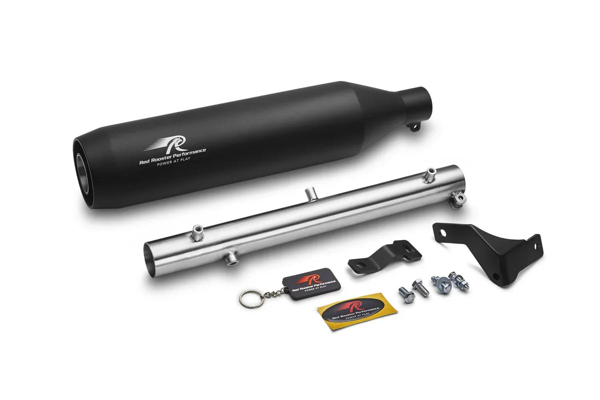 Red Rooster Polestar Pro Exhaust for Royal Enfield Classic Reborn 350 – Performance Slip-On (Black / Polish) - View 2