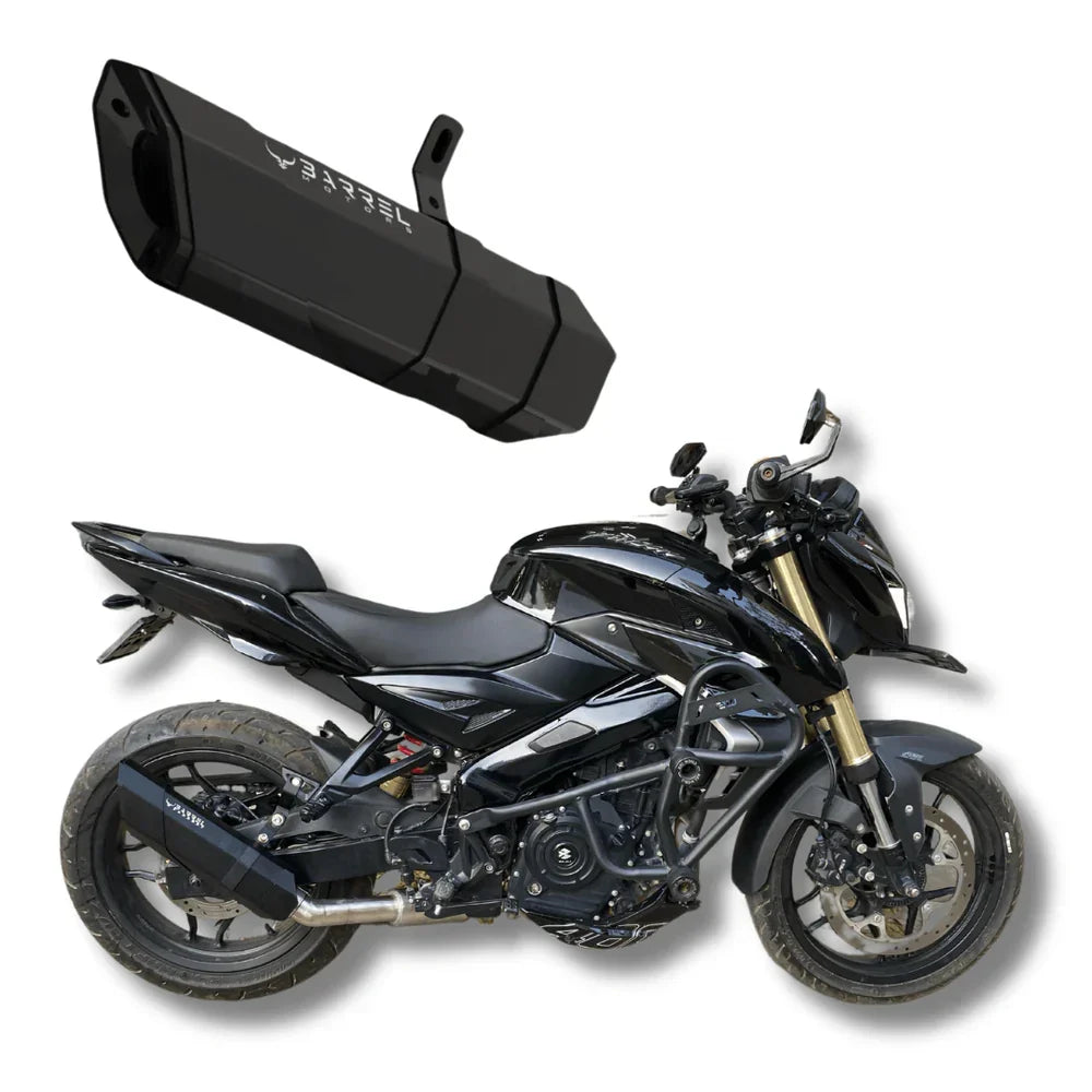 Barrel Rogue 2.0 Slip-On Exhaust for Bajaj Pulsar NS400Z | 304 Stainless Steel Performance Exhaust with Removable DB Killer
