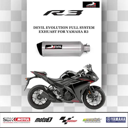 Devil Evolution Full Sports Exhaust System for Yamaha R3 | Performance Racing Exhaust with Titanium Finish - View 2