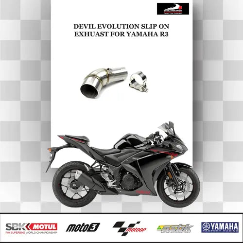 Devil Evolution Slip-On Exhaust with Link Pipe for Yamaha R3 | Titanium Finish Performance Silencer (D2.1 / D4M) - View 2