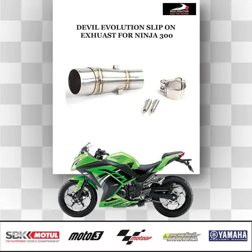 Devil Evolution Slip-On Exhaust with Link Pipe for Kawasaki Ninja 300 | Performance Racing Exhaust India - View 2
