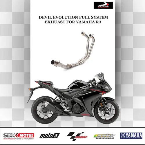 Devil Evolution Full Sports Exhaust System for Yamaha R3 | Performance Racing Exhaust with Titanium Finish