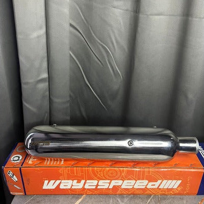 Way2Speed Gunner Performance Exhaust (Gloss Finish) for Royal Enfield Meteor 350 – SS316 Deep Bass Free-Flow Silencer - View