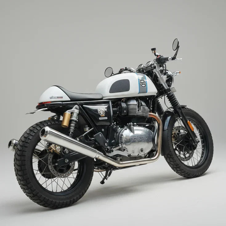 Barrel Exhaust-10 Bass Master Polish Slip-On Exhaust for Royal Enfield Interceptor 650 / Continental GT 650 | 304 Stainless