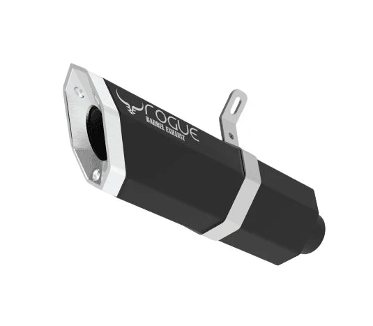 Barrel Rogue V1 Slip-On Exhaust | 304 Stainless Steel Performance Motorcycle Exhaust (Black & Steel)