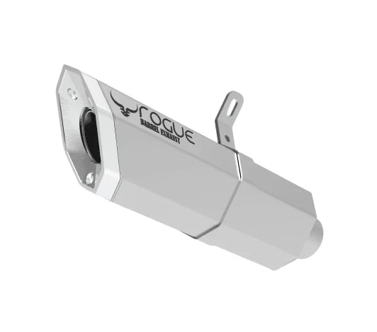 Barrel Rogue V1 Slip-On Exhaust | 304 Stainless Steel Performance Motorcycle Exhaust (Black & Steel) - View 2