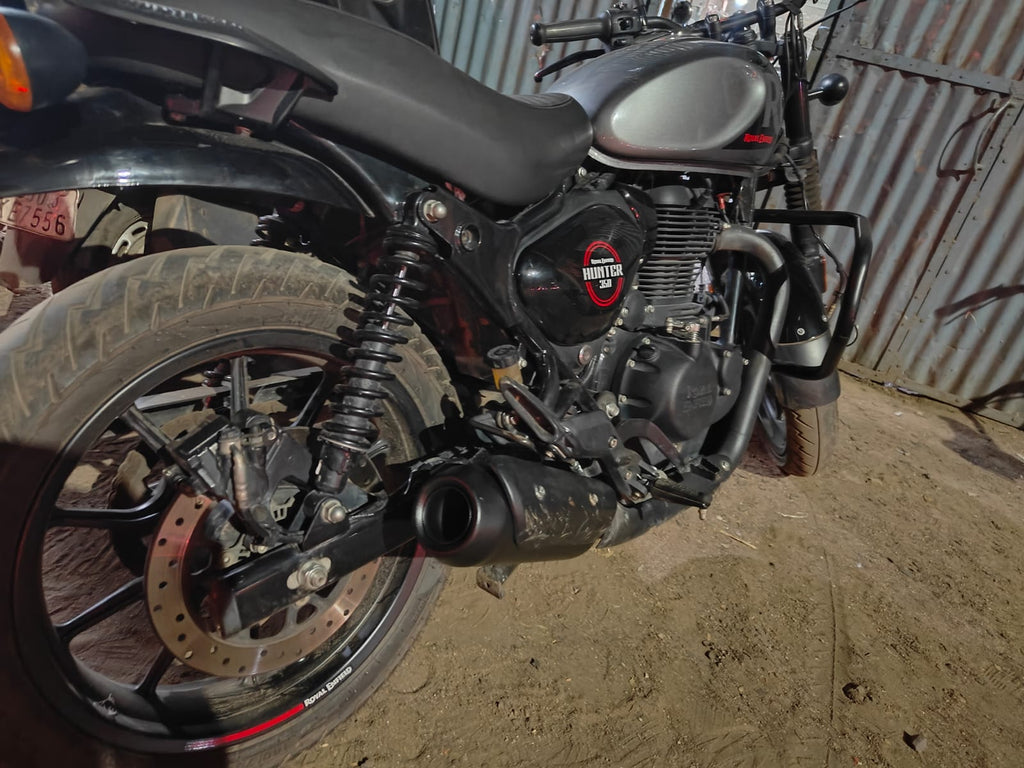 KP Racing System Replica Exhaust for Royal Enfield Hunter 350 | SS304 Stainless Steel Performance Silencer with DB Killer