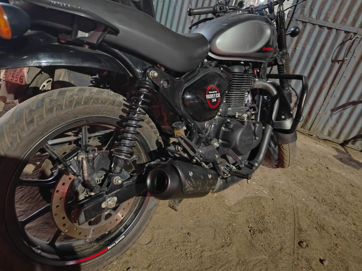 KP Racing System Replica Exhaust for Royal Enfield Hunter 350 | SS304 Stainless Steel Performance Silencer with DB Killer