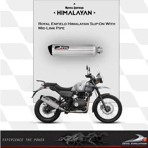Devil Evolution 520mm Long Slip-On Exhaust (D2.1L) for Royal Enfield Himalayan 411 | Deep Tone Performance Silencer