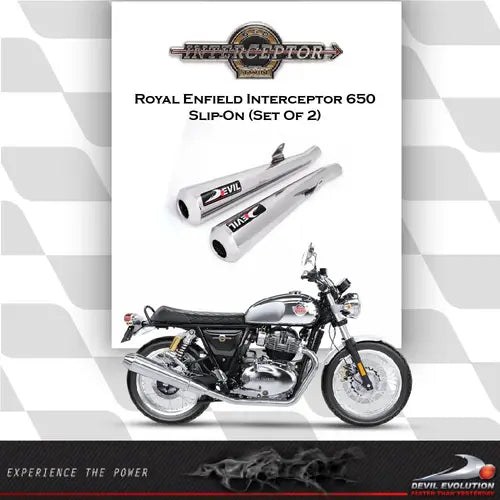 Devil Evolution Slip-On Exhaust Set for Royal Enfield Interceptor 650 & Continental GT 650 | Stainless Steel Megaphone