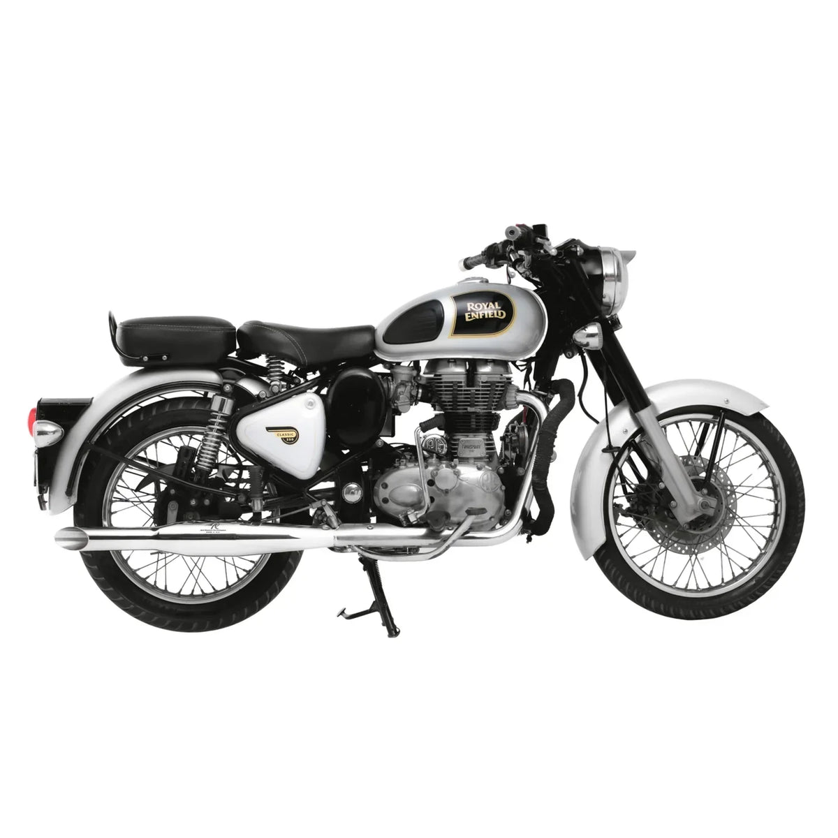 Red Rooster Rumbler Exhaust for Royal Enfield 350 & 500 – Performance Slip-On (Polish / Matte / Black) - View 8