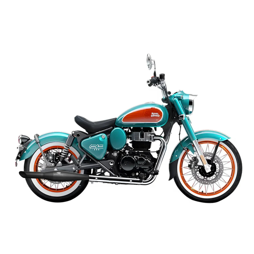Red Rooster Rumbler Ace Exhaust for Royal Enfield Goan Classic 350 (Polish / Black / Matte) - View 2