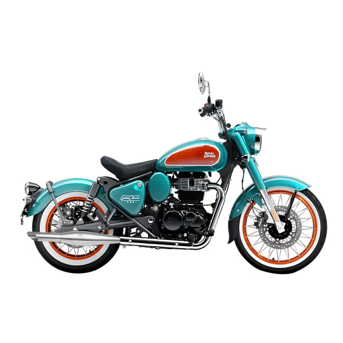 Red Rooster Rumbler Ace Exhaust for Royal Enfield Goan Classic 350 (Polish / Black / Matte) - View 8
