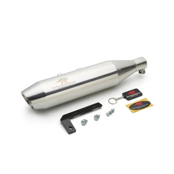 Red Rooster Rumbler Max Exhaust for Royal Enfield Hunter 350 & Royal Enfield Meteor 350 (Polish / Matte / Black) - View 2
