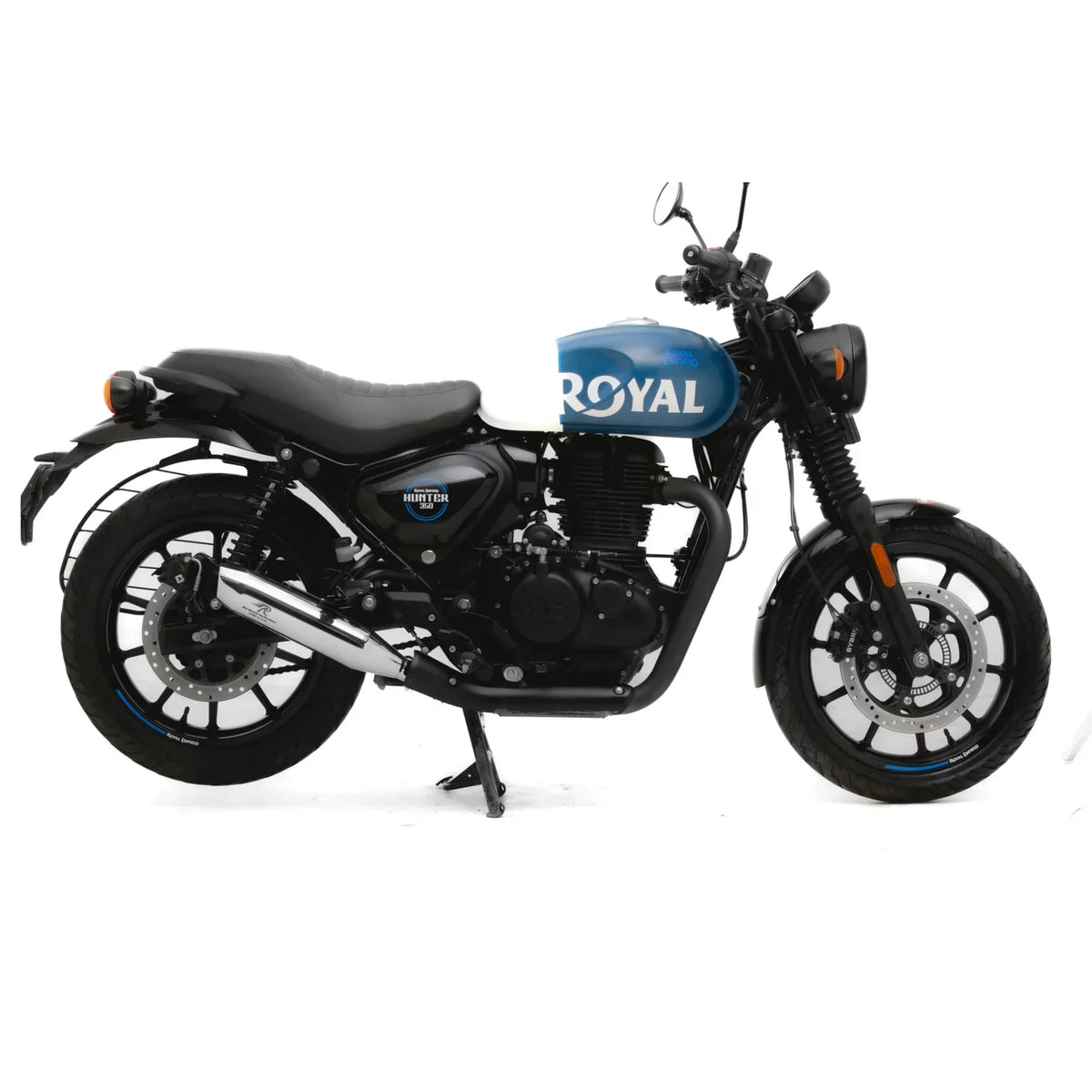 Red Rooster Rumbler Max Exhaust for Royal Enfield Hunter 350 – Polish / Matte / Black - View 10