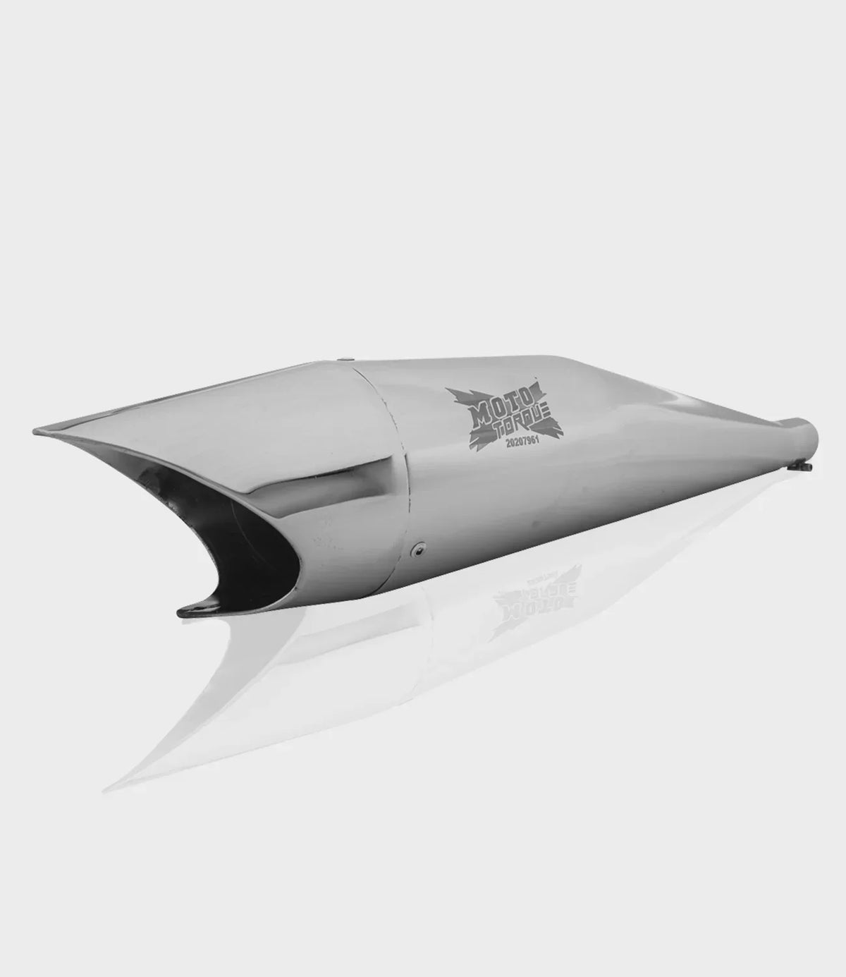 Moto Torque Shark Chrome Exhaust for Royal Enfield UCE Models – Performance Bass Silencer - View 2