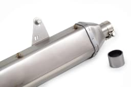 PowerRage Slip-On Exhaust for Royal Enfield Himalayan 411 – Black & Brushed Steel Performance Exhaust - View 6