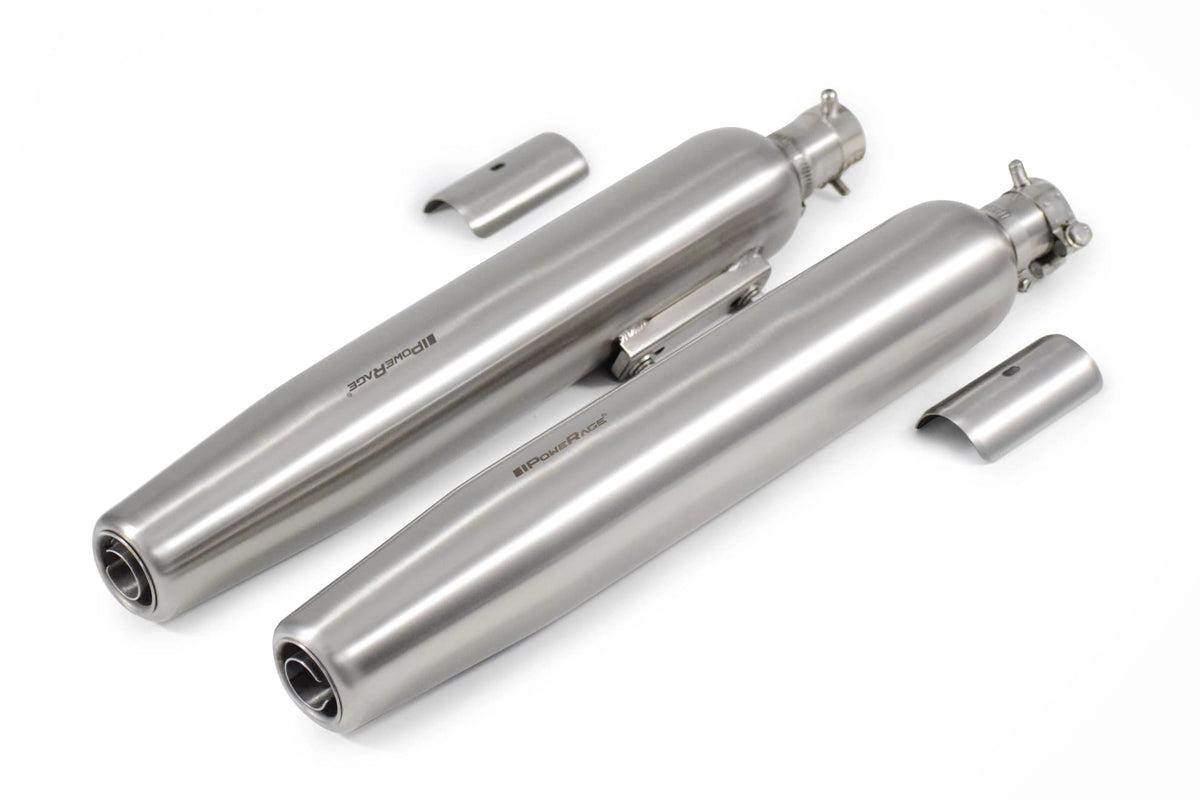 PowerRage Slip-On Exhaust for Royal Enfield Super Meteor 650 – Brushed Steel Performance Muffler